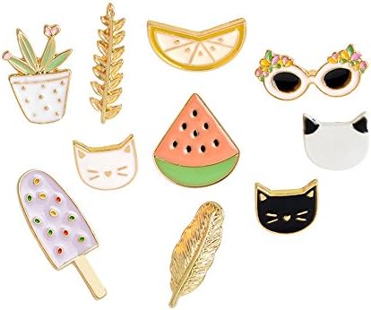 Vintage Fashion Cute Cartoon Brooches Set for Clothes/Bag/Backpacks/Jackets, 10 Pieces