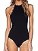 Blooming Jelly Scallop One Piece Swimsuit Bathing Suit Monokini Swimming Set, Medium, Black