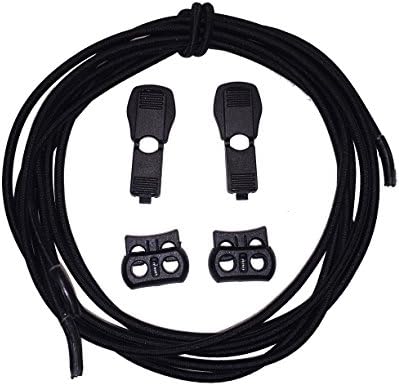 Pull-Tight Elastic Shoelaces, 3-Pack, BLACK (No Tie Elastic Shoelaces)