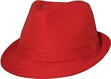 Red Classic Short Brim Fedora Hat With 1