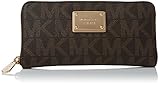MICHAEL Michael Kors Mk Logo Zip Around Continental,Brown,one size