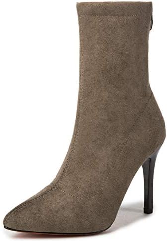 DETAIWIN Womens Fashion Mid Calf Boots Elegant Zipper Super High Heels Slip On Walking Winter Boots