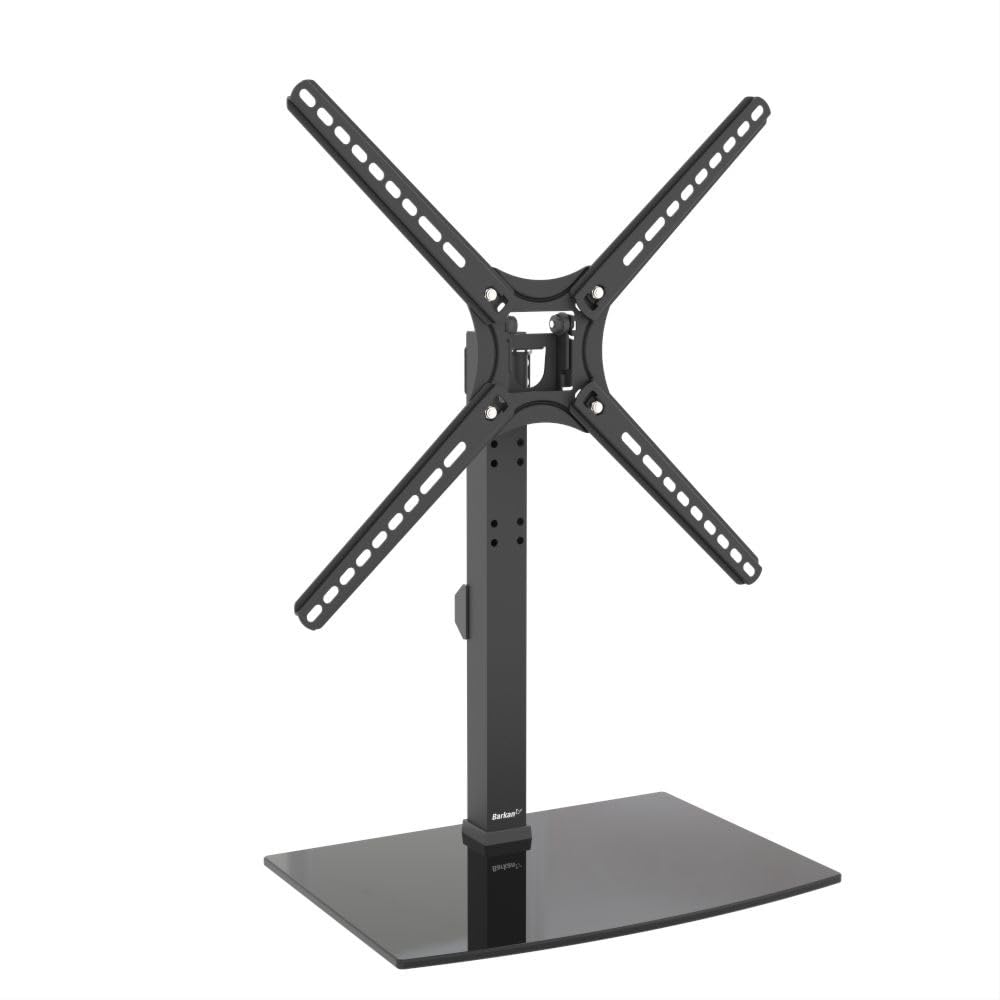 Barkan S320.B Tabletop TV Mount, 13 - 65 inch Swivel & Tilt Flat / Curved TV Stand Base, Holds Up to 36kg, Patented, Tempered Glass, Fits LED OLED LCD,black