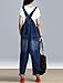 Mordenmiss Women's Rompers Wide Leg Pants Strapless Denim Jumpsuit with Pockets, Style-3 Torn Dark Blue, One Size