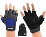 Workout Gloves Rogue Wrist Wraps Gloves for Gym Weighted Gloves for Women Hand Grips Hole Hand Grips Training Gloves Climbing Gloves Weight Lifting Gloves Men Fitness glo (Large, Black/Blue)