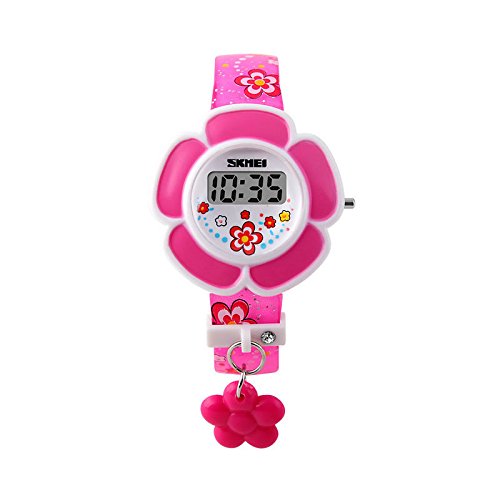 OKOK--Fashion Children Girl Flower Wrist Watch Gift for Kid Gift LED Light Cute Lovely (Pink)