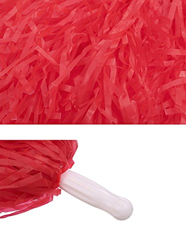 PUZINE 12 Pack Cheerleading Pom Poms Sports Dance Cheer Plastic Pom Pom for Sports Team Spirit Cheering - Thumbnail 2
