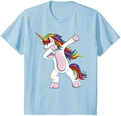 Kids Dabbing Unicorn Shirt - Funny Unicorn Dab Tshirt Gift 6 Baby Blue