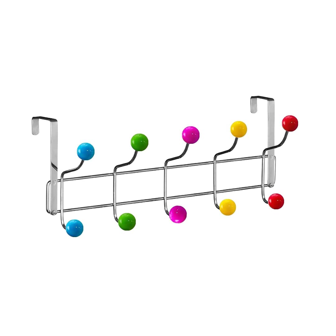 MIFAH Havey Duty Multi Colours Over Door Hooks Hat Coat Hooks Rack Hanger Hangers Clothes Towel Organiser Home Bath (10 Hooks)