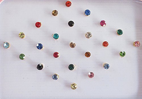 25 colorful 2mm crystals eye bindi sticker pack/ bindis/ self adh…