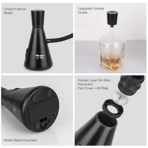 Smoking Gun Food Smoker Portable Hand-held Smoke Infuser for Food Cocktails Drinks, 4 AA Batteries Operated, Glass Dome Cloche Cover Included, Black - Thumbnail 3