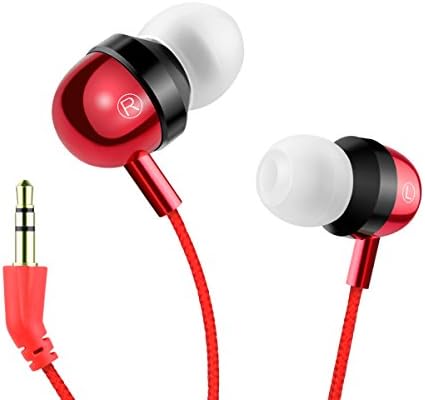 In Ear Headphones, Wired Headsets Noise Isolating, Fashion Hand-woven rope Earphones (red)