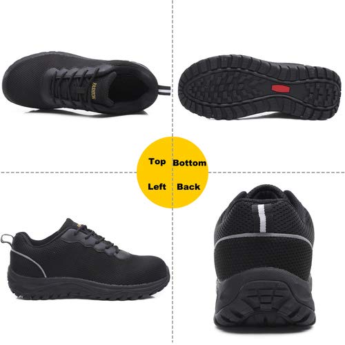 aeepd Steel Toe Shoes Men, Safety Work Sneakers Reflective Strip Industrial & Construction Shoe Black