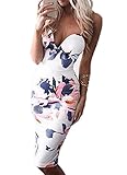 Dellytop Women's Strappy Floral Midi Bodycon Club Pencil Dress