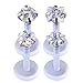 JOVIVI 4pc 16G Mixed Clear CZ Gem Internal Threaded Acrylic White Bioflex Monroe Labret Lip Bar Ring 5/16