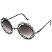 zeroUV Womens Fashion Metal Cut-Out Lace Circle Round Sunglasses (Black Lavender)