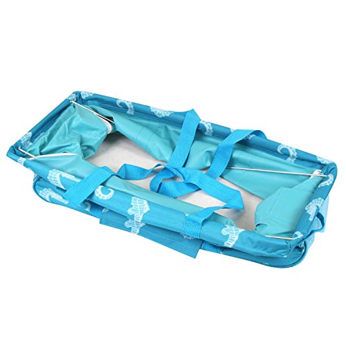 Zodaca All Purpose Wireframe Utility Tote Bag, Turquoise Seahorse