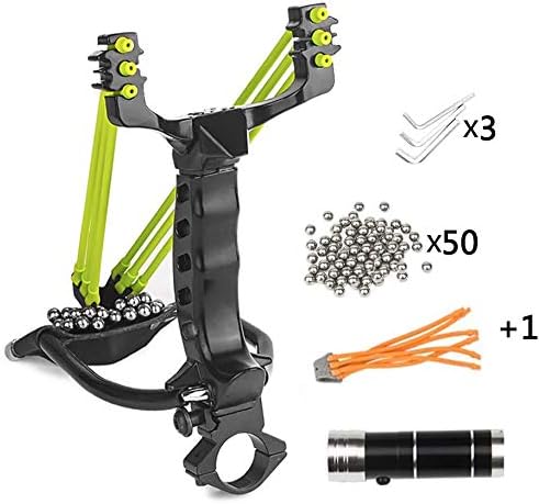 Wisdoman Professional Slingshot Stainless Steel Outdoor Hunting Sling Shot High Velocity Catapult with 2 Rubber Bands and 50 Extra Slingshot Ammo