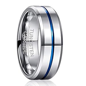 NUNCAD Ring Herren/Damen Wolframcarbid Außenbreite 8mm bequem, Men Fashion Schmuck Ehering Verlobungsring…