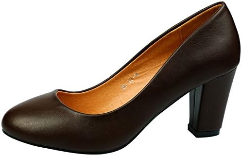 Feet First Fashion Womens Mid Block Heel Slip On Court Shoes