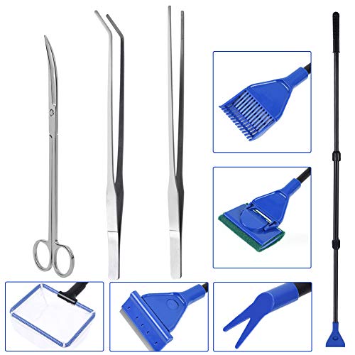 PERSUPER Aquatic Plant Tweezers Scissor Spatula Tool Aquarium Scrapers 4 in 1 Stainless Steel Aquarium Tank Aquascaping Tools Set for Fish Starter Kits & Aquariums Tank Plants Kit
