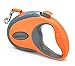 Living Express Retractable Dog Leash for Medium Sized Dogs Weight to 44LBs, 16 Feet Long Tape Tangle Free, Waste Dispenser and Bags Included, Orange