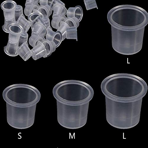 UPTATSUPPLY Tattoo Ink Cups 300Pcs Mixed Size Permanent Makeup Pigment Clear Holder Container Cap Tattoo Accessory