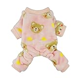 Fitwarm Pink Sweetie Bear Dog Pajamas Pet Winter Coat Cozy Velvet Clothes, XS