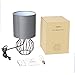 Table Lamp, Bedside Minimalist Fabric Desk Lamp, Aglaia Modern Silver Chrome Metal Basket Cage Style with a Silver Fabric Shade and 4W LED Bulb [Warm White]