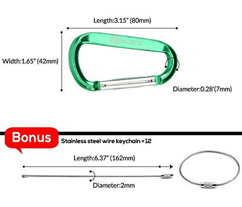 Mcirco Carabiners 12 pcs Aluminum D-Ring Locking Carabiners - Thumbnail 3