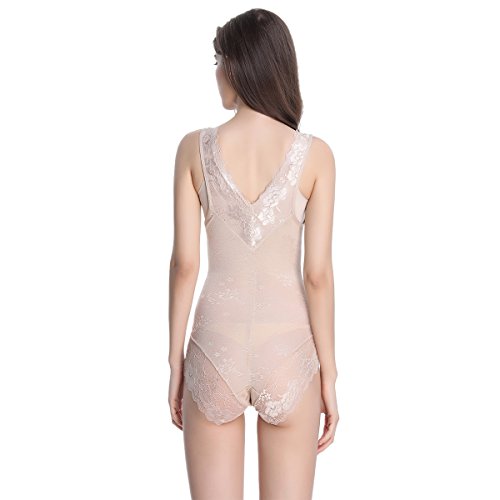 Shymay Women's WYOB Body Briefer Lace Push Up Butt Lift Tummy Control Shapewear, Nude, Tag size M=US size X-Small