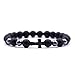 Dolovely 8mm Black Matte Onyx Beads CZ Cross Charm Bracelet Set for Men Women