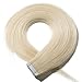 SEGO 40 Pieces Rooted Tape in Hair Extensions Human Hair Seamless Skin Weft 100% Real Remy Invisible Tape Hair Extensions Straight Double Sided #60 Platinum Blonde, 18 Inch (100 Gram)