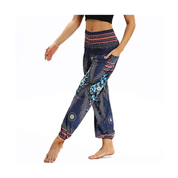 Nuofengkudu Mujer Pantalones Harem Tailandes Hippies Vintage Boho Flores Verano Alta Cintura Elastica Casual Danza Yoga… | DeHippies.com