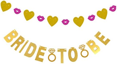 Yosmi Bride To Be Banner&Lip Heart Banner Party Suppliers For Bachelorette/ bachelor Party Girly Night Hen night Hen Party stag party Decorations Gold Glitter Rose Red