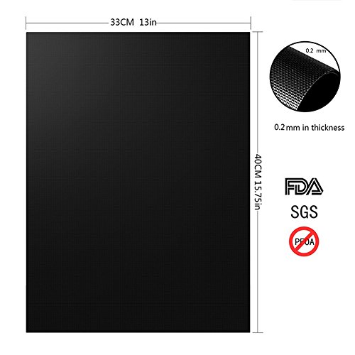 Kuke bbq grill mat (Set of 3) Non-Stick grilling mat for Gas, Charcoal, Electric Grill Sheet black copper grill mats (black)