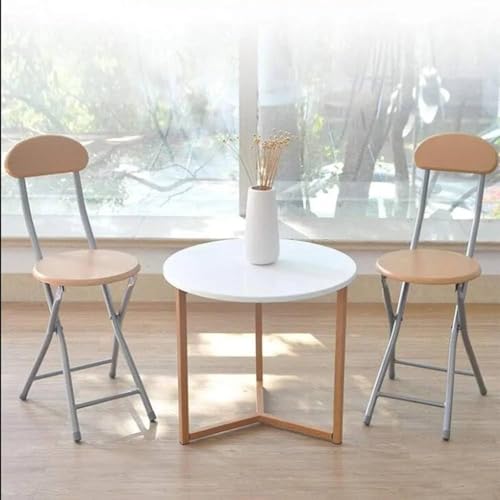 MOMENT Portable Wooden Folding Chair with Backrest, Steel Tube Bracket 330lbs, Foldable Prayer Chairs Round Seat Stool for Adults, Camping, Picnics, Prayer, Masjid, Indoor and Outdoor, Brown