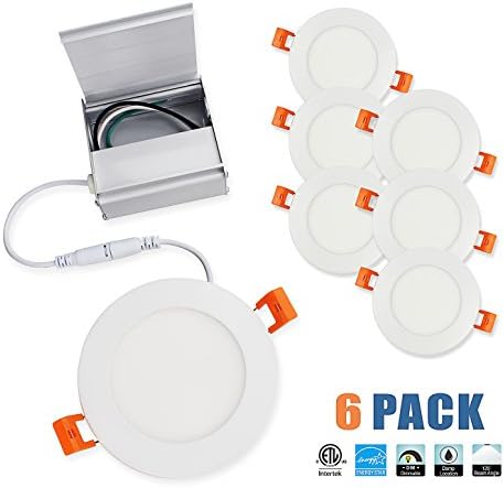 REIYN 4" Super-Thin Recessed Ceiling Light with Junction Box, Dimmable,675LM,ETL-Listed, 9W,4000K, 6 Pack