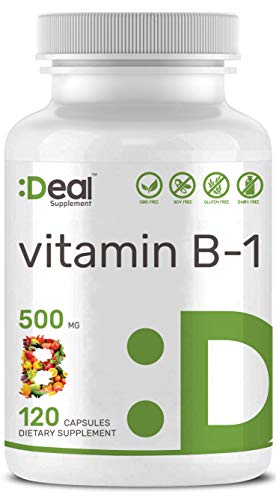 Deal Supplement Vitamin B1 (Thiamine), 500mg, 120 Capsules, Non-GMO, Made in USA