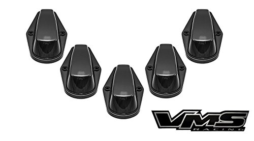 80-97 VMS Racing BLACK BASE Cab Roof Marker Lights in SMOKE LENS with WHITE LEDs for CRL 264139BK for FORD F350 F250 F150 (5 Piece COVERS with BASE Complete Kit) 1980-1997