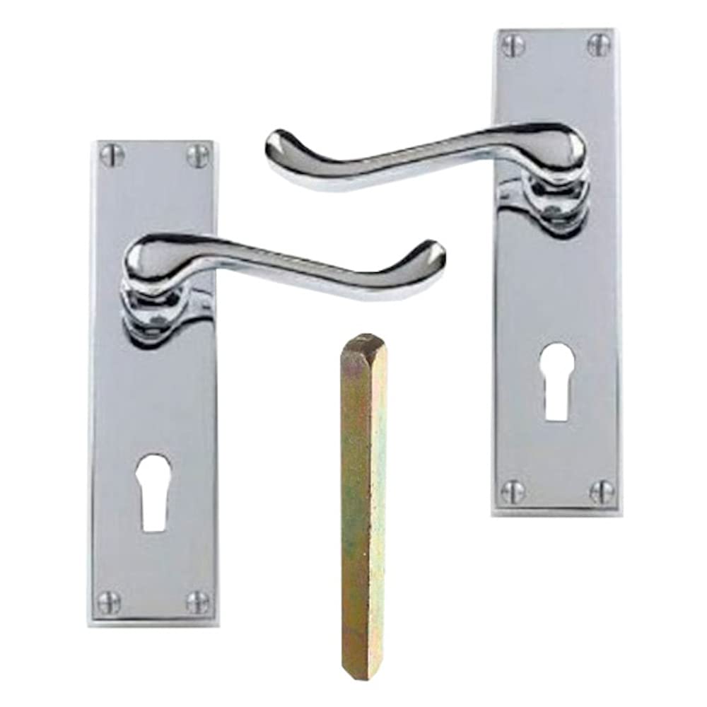 Merriway BH06366 Victorian Scroll Lock Set Chrome 150mm, Silver Tone