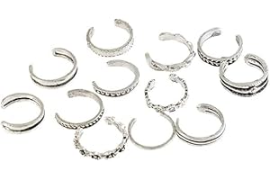 12 Pcs Adjustable Toe Rings for Women,Summer Beach Foot Accessories,imple Retro Silver Open Toe Ring