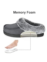 ULTRAIDEAS - Pantuflas de ante con espuma viscoelástica para mujer, con forro de pelo sintético de felpa, para mujer, con suela de goma antideslizante