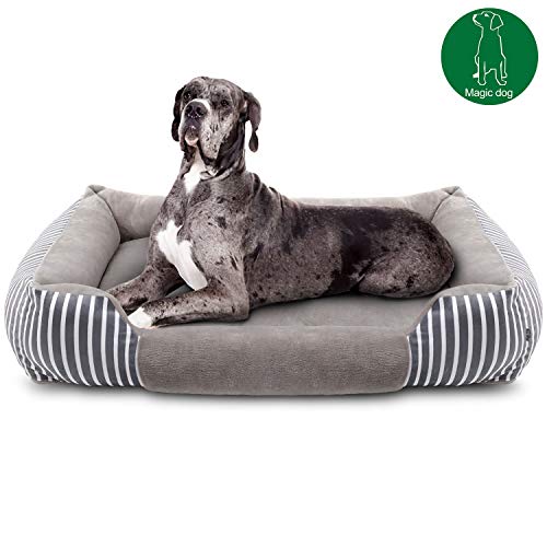 Magic Dog Bed Sofa Lounge with Removable Washable Fleece Cover Resilient Mattress 47/37/29 Inch Premium Material Pet Couch Sofa