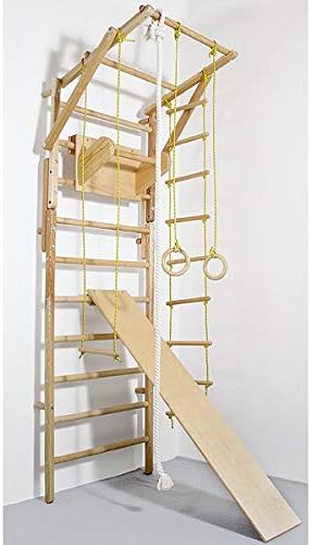 Dani Wooden Wall Bars Raccoon - Full Set, 94.5" - Wooden Swedish Ladder Set for Training and Physical Therapy - Used in Homes, Gyms, Clinic, and Schools