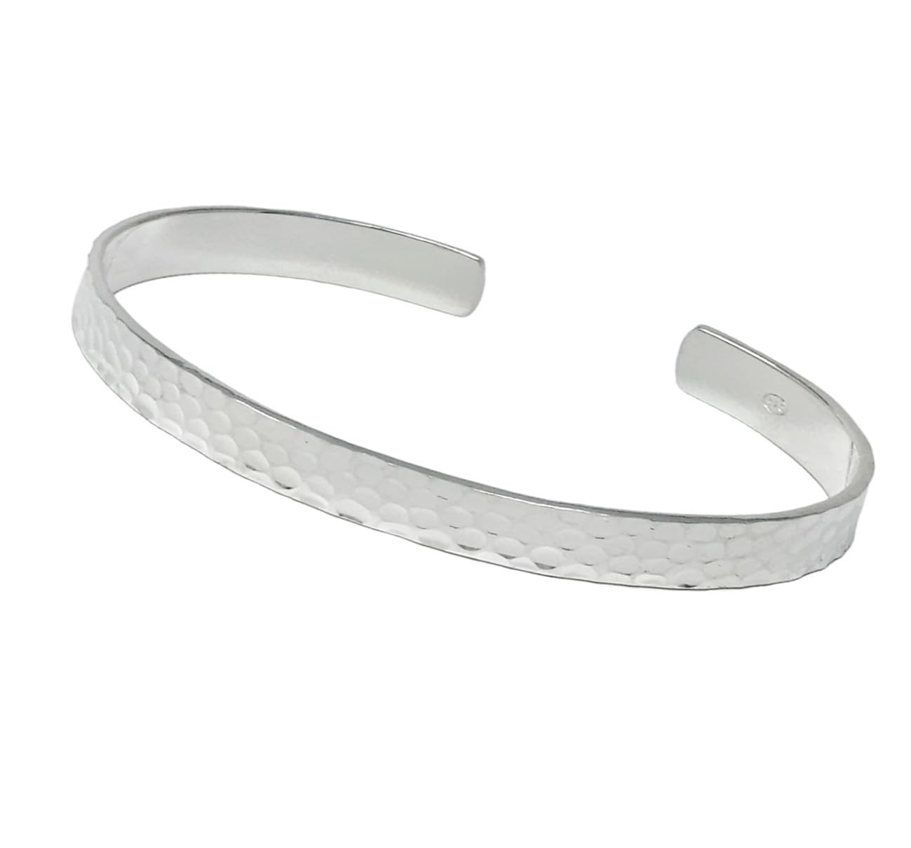Treasure Bay Womens 5mm Solid 925 Sterling Silver Bangle Bracelet Hammered Effect