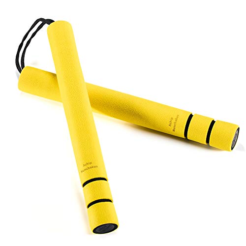 Aship Safe Foam Martial Arts Sticks Bruce Lee Padded Kids Practice Beginner Training Sticks 12inches Stick Length Karate Kung Fu Play Sticks Yellow Stripe