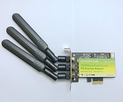 CHAOHANG CH-B300 Desktop Dual Band Wireless Card 2.4/5GHz draft 802.11a/g/n 300Mbps Desktop WLAN PCI-E 1x Card Windows Mac OS X Hackintosh LINUX System Also Supporting WIN XP Win7 Win8 Win10