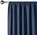 Amazon Basics Room Darkening Blackout Window Curtain with Rod Pocket and Tie Back, 42 x 63 Inches, Navy - Set of 2