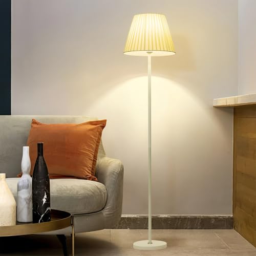 Luminária de Chão com Cúpula de Tecido, Estilo Minimalista, Inclui Lâmpada LED 12W, Iluminação Suave para Sala e Quarto, Base Estável